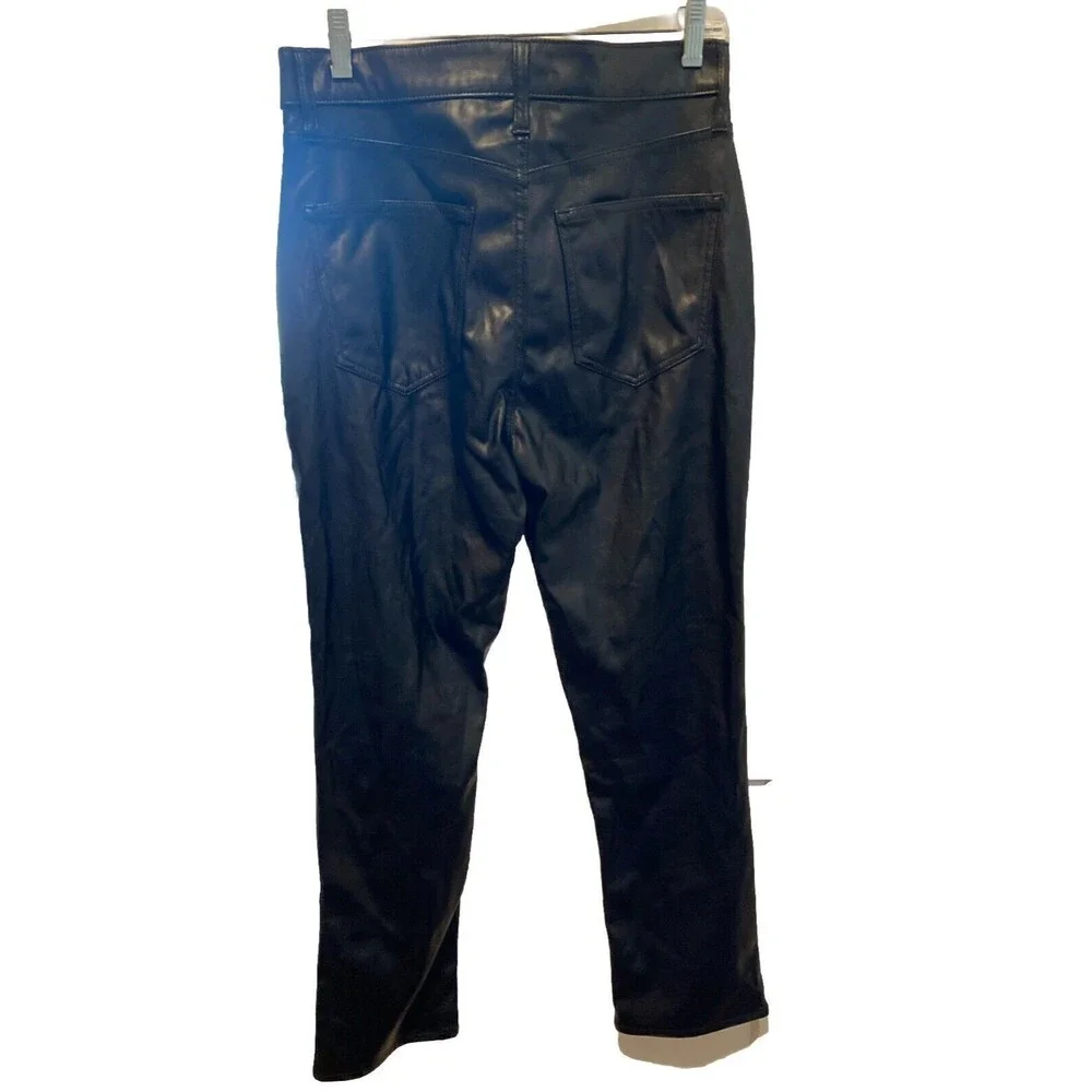 NWT The Gap 10/30r Straight Black Pleather Pants PU Stretch vegan leather - Picture 4 of 10
